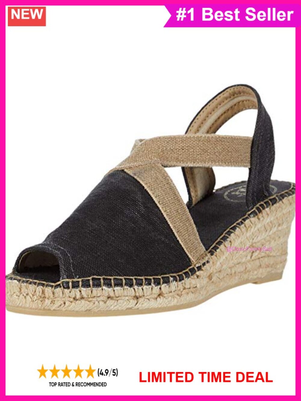Espadrille Wedge Sandal Canvas Slip-On Slingback Cushioned Casual